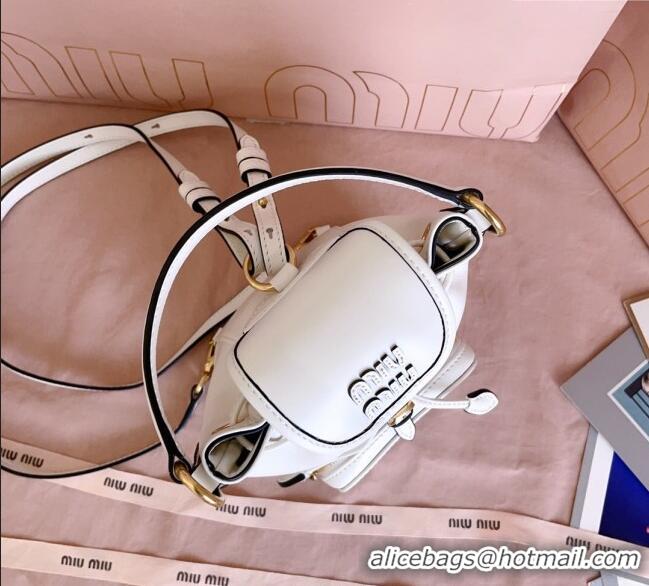Best Product Miu Miu Leather Mini Backpack Bag 5BZ045 White 2025