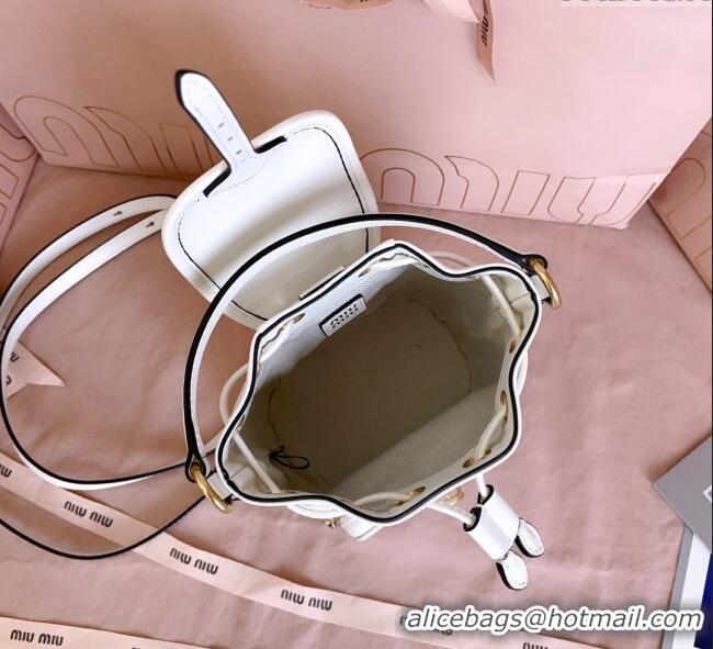 Best Product Miu Miu Leather Mini Backpack Bag 5BZ045 White 2025