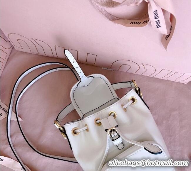 Best Product Miu Miu Leather Mini Backpack Bag 5BZ045 White 2025