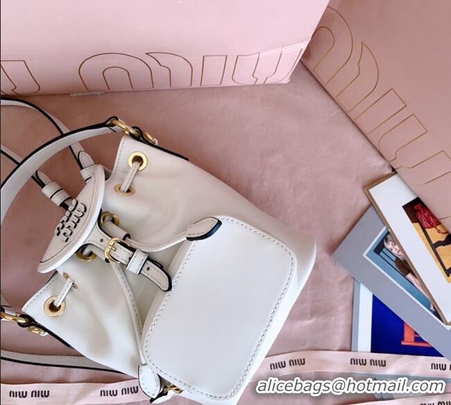 Best Product Miu Miu Leather Mini Backpack Bag 5BZ045 White 2025