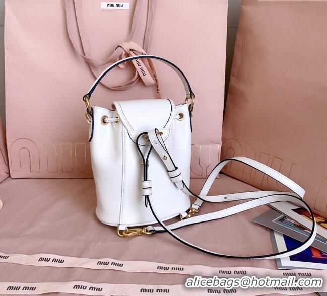 Best Product Miu Miu Leather Mini Backpack Bag 5BZ045 White 2025