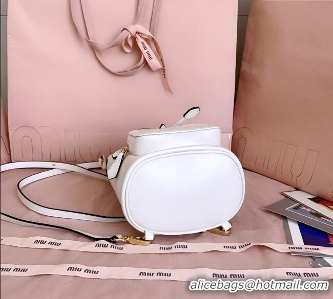 Best Product Miu Miu Leather Mini Backpack Bag 5BZ045 White 2025