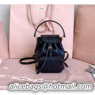 Good Taste Miu Miu Leather Mini Backpack Bag 5BZ045 Black 2025
