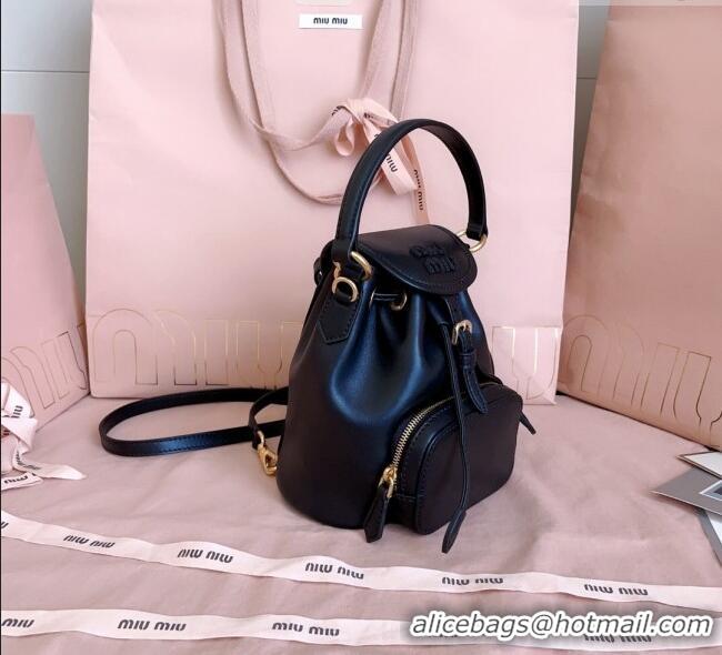 Good Taste Miu Miu Leather Mini Backpack Bag 5BZ045 Black 2025