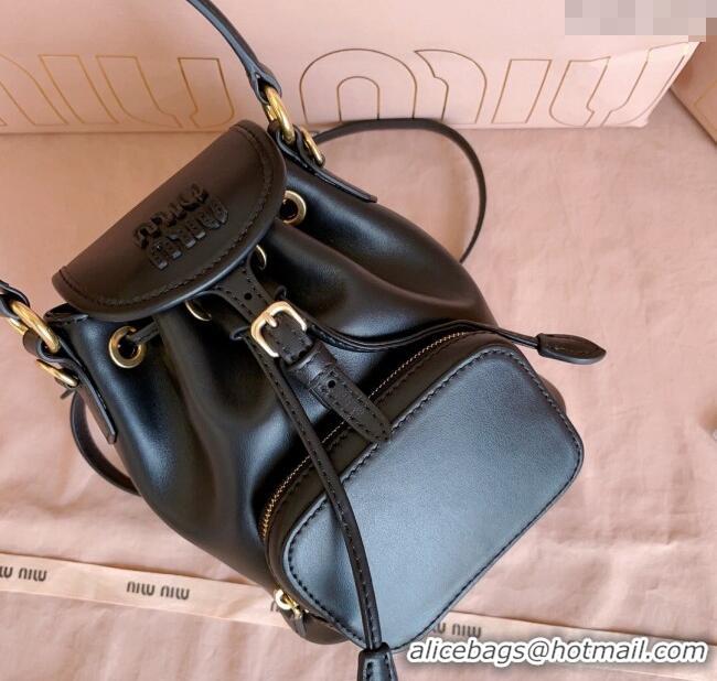Good Taste Miu Miu Leather Mini Backpack Bag 5BZ045 Black 2025