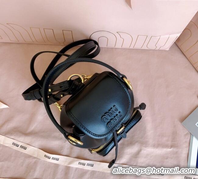 Good Taste Miu Miu Leather Mini Backpack Bag 5BZ045 Black 2025