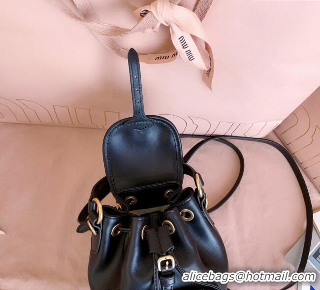 Good Taste Miu Miu Leather Mini Backpack Bag 5BZ045 Black 2025