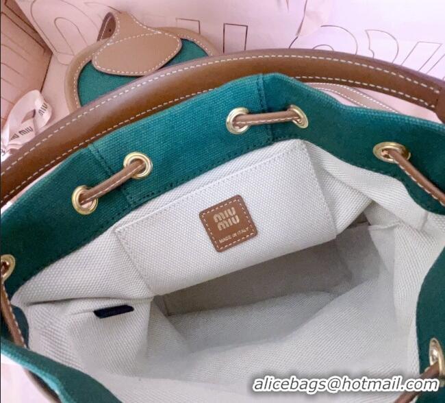 Low Cost Discount Miu Miu Canvas and leather backpack bag 5BZ043 Billiard Green 2025
