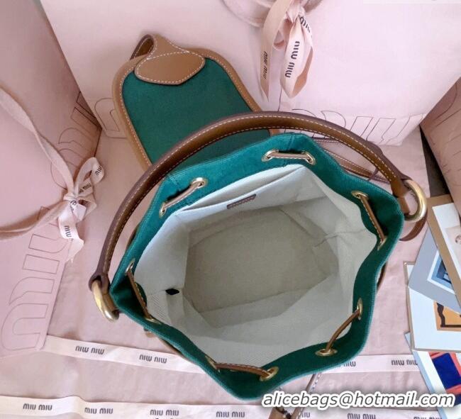 Low Cost Discount Miu Miu Canvas and leather backpack bag 5BZ043 Billiard Green 2025