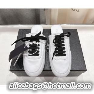 Stylish Prada Collapse Nappa Leather Lace-up Flat Mules White 2025 1E989N 1027033