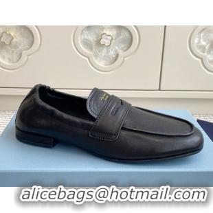 Buy Luxury Prada Shuffle Antiqued Leather Loafers Black 2025 1D051O 1027053