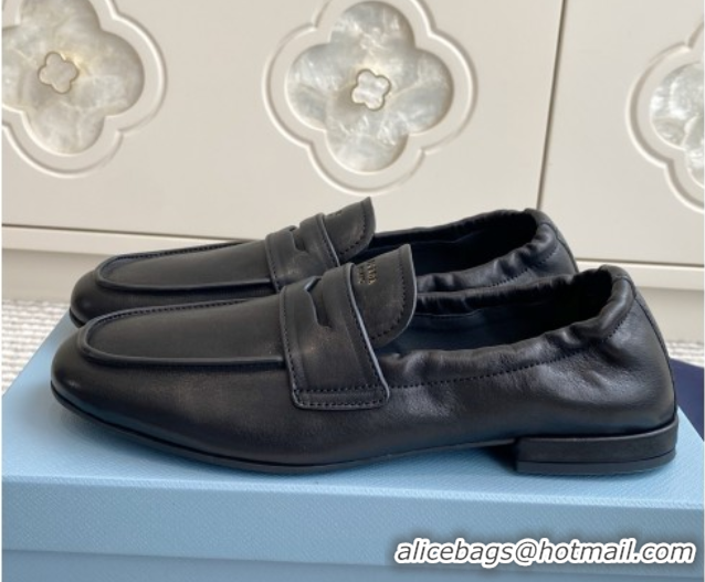 Buy Luxury Prada Shuffle Antiqued Leather Loafers Black 2025 1D051O 1027053