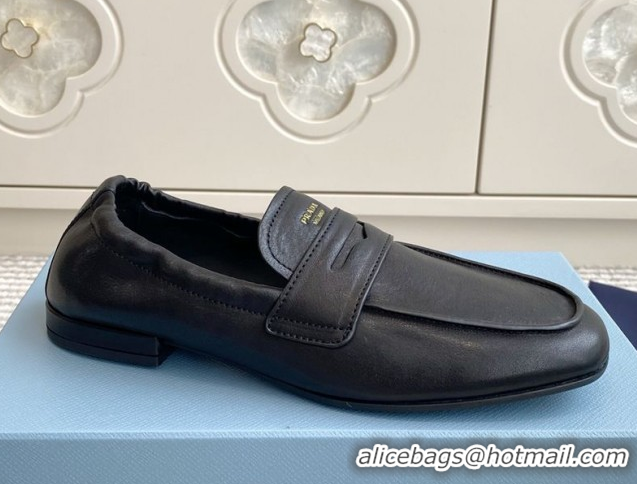 Buy Luxury Prada Shuffle Antiqued Leather Loafers Black 2025 1D051O 1027053