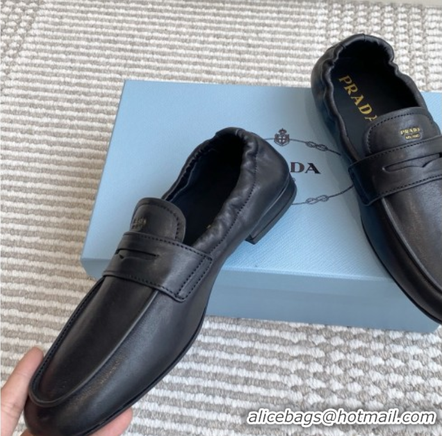 Buy Luxury Prada Shuffle Antiqued Leather Loafers Black 2025 1D051O 1027053