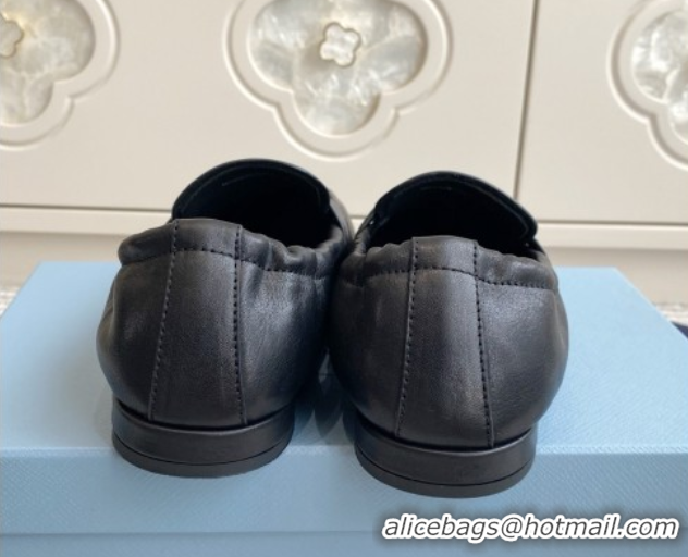 Buy Luxury Prada Shuffle Antiqued Leather Loafers Black 2025 1D051O 1027053