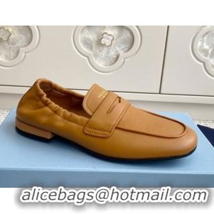 Durable Prada Shuffle Antiqued Leather Loafers Yellow 2025 1D051O 1027054