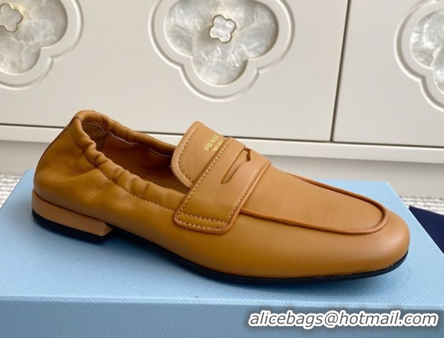 Durable Prada Shuffle Antiqued Leather Loafers Yellow 2025 1D051O 1027054