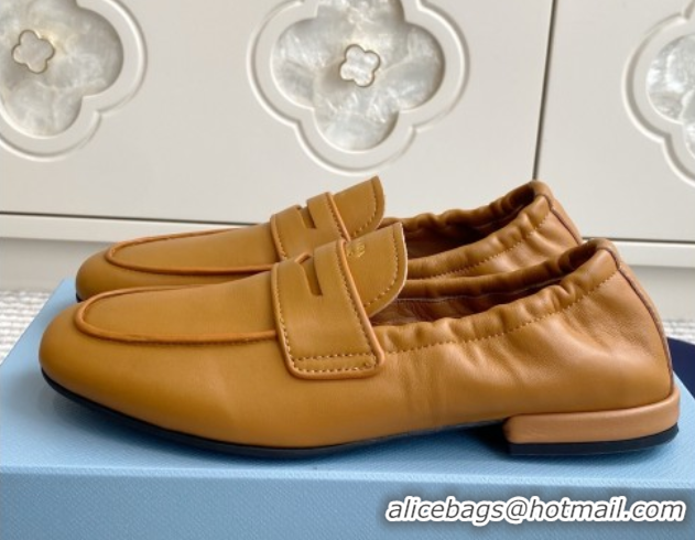 Durable Prada Shuffle Antiqued Leather Loafers Yellow 2025 1D051O 1027054