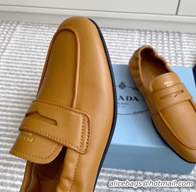 Durable Prada Shuffle Antiqued Leather Loafers Yellow 2025 1D051O 1027054