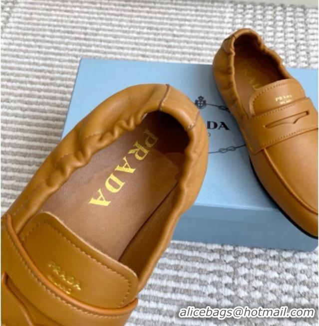 Durable Prada Shuffle Antiqued Leather Loafers Yellow 2025 1D051O 1027054