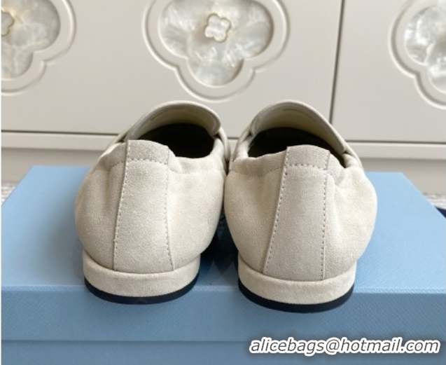 Low Cost Prada Shuffle Antiqued Suede Loafers White 2025 1D051O 1027057