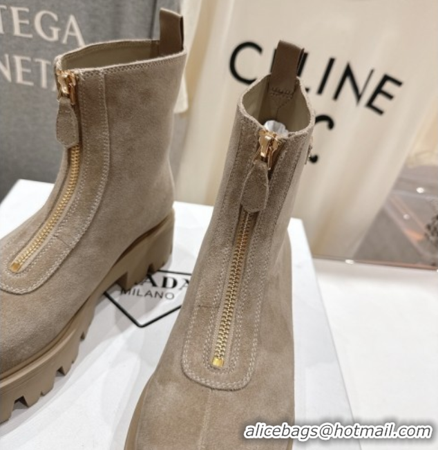 Cheap Prada Suede Platform Booties 5cm with Zip Grey 2025 1T328O 1027059