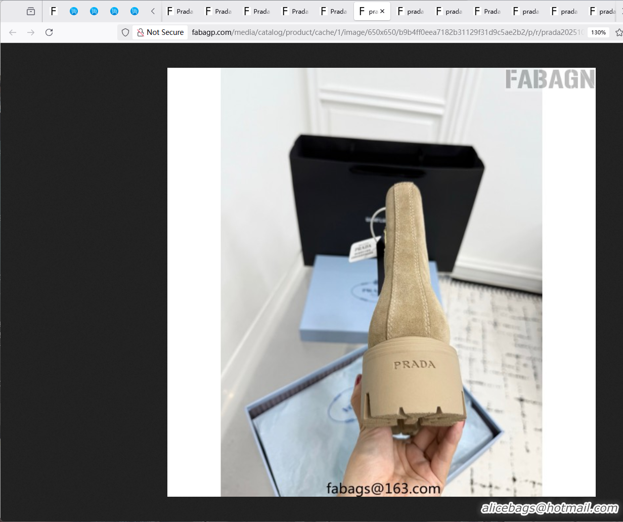 Perfect Prada Suede Platform Booties 6cm with Zip Beige 2025 1T328O 1027061