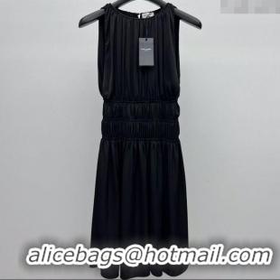 Reasonable Price Saint Laurent Pleated Dress 0814 Black 2025