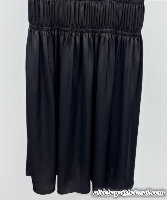 Reasonable Price Saint Laurent Pleated Dress 0814 Black 2025