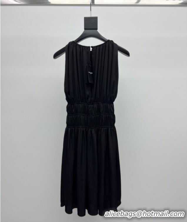 Reasonable Price Saint Laurent Pleated Dress 0814 Black 2025