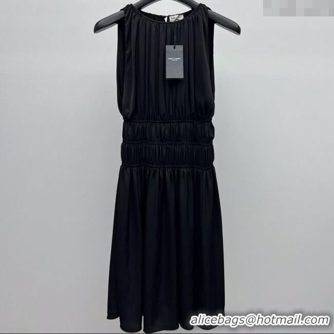 Reasonable Price Saint Laurent Pleated Dress 0814 Black 2025