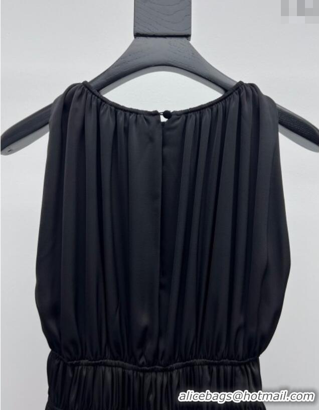 Reasonable Price Saint Laurent Pleated Dress 0814 Black 2025