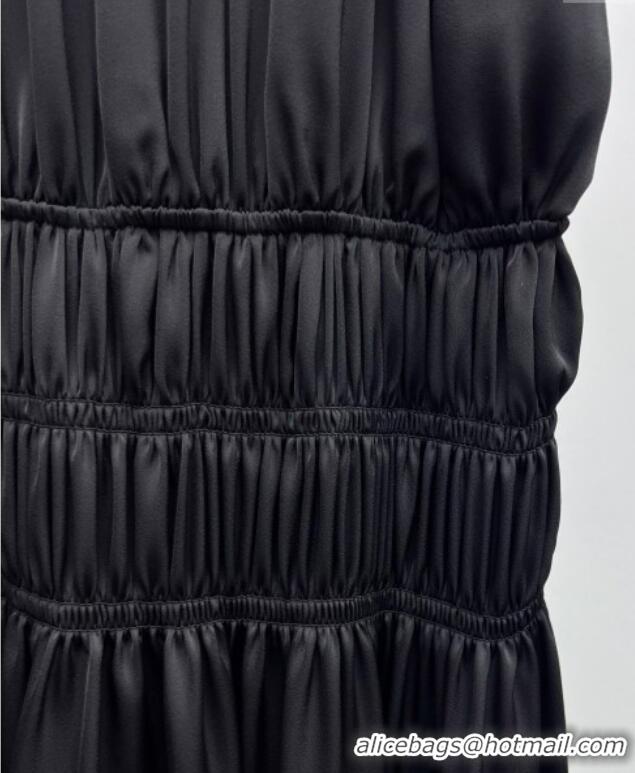 Reasonable Price Saint Laurent Pleated Dress 0814 Black 2025