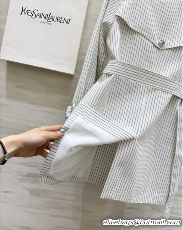 Super Quality Saint Laurent Stripe Jacket S91626 White 2025