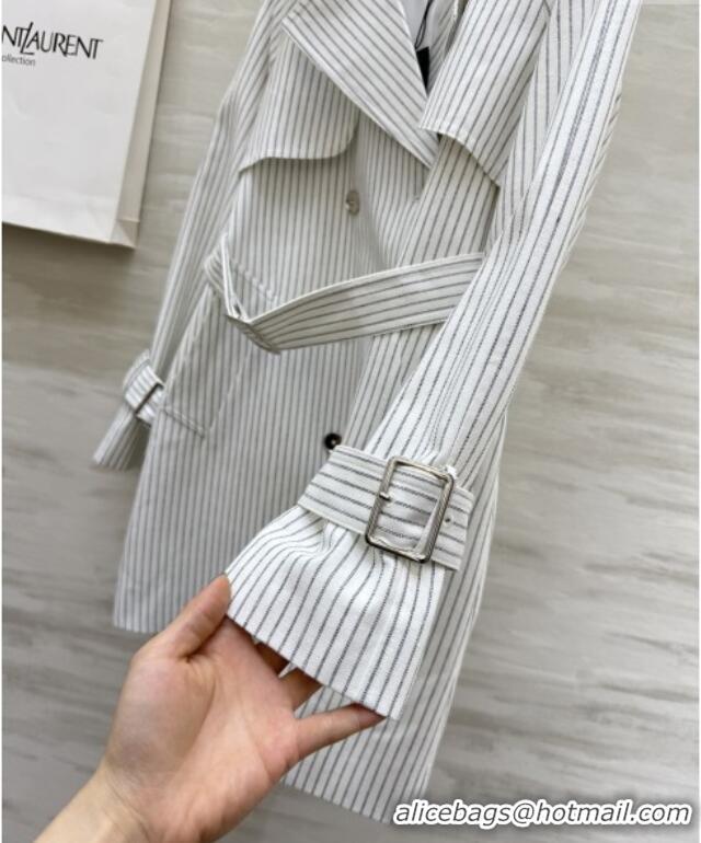 Super Quality Saint Laurent Stripe Jacket S91626 White 2025