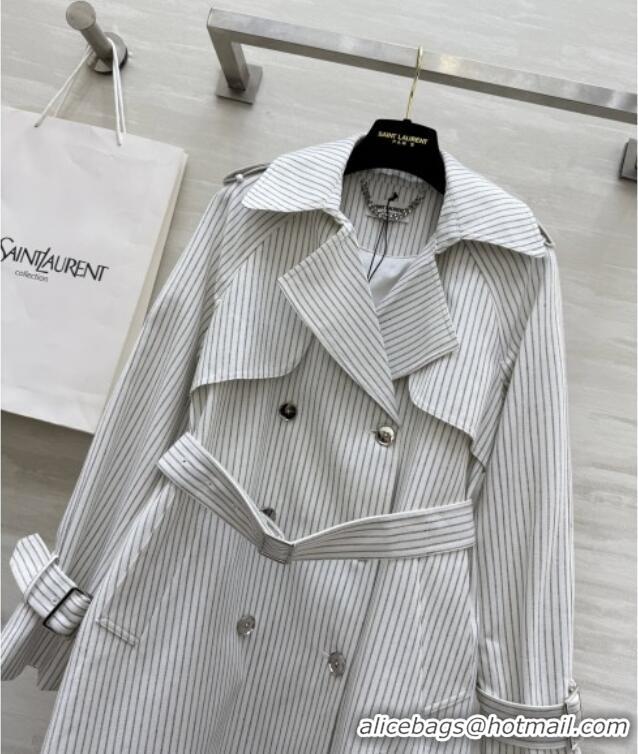 Super Quality Saint Laurent Stripe Jacket S91626 White 2025