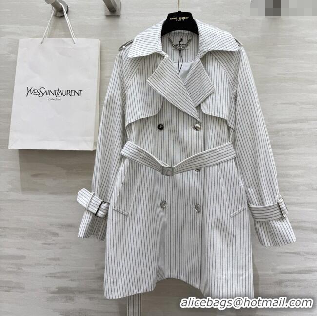 Super Quality Saint Laurent Stripe Jacket S91626 White 2025