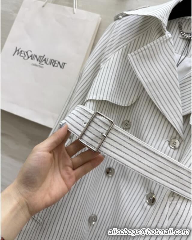 Super Quality Saint Laurent Stripe Jacket S91626 White 2025
