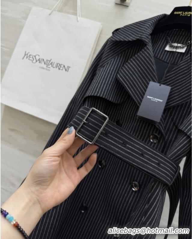 Shop Discount Saint Laurent Stripe Jacket S91701 Black 2025