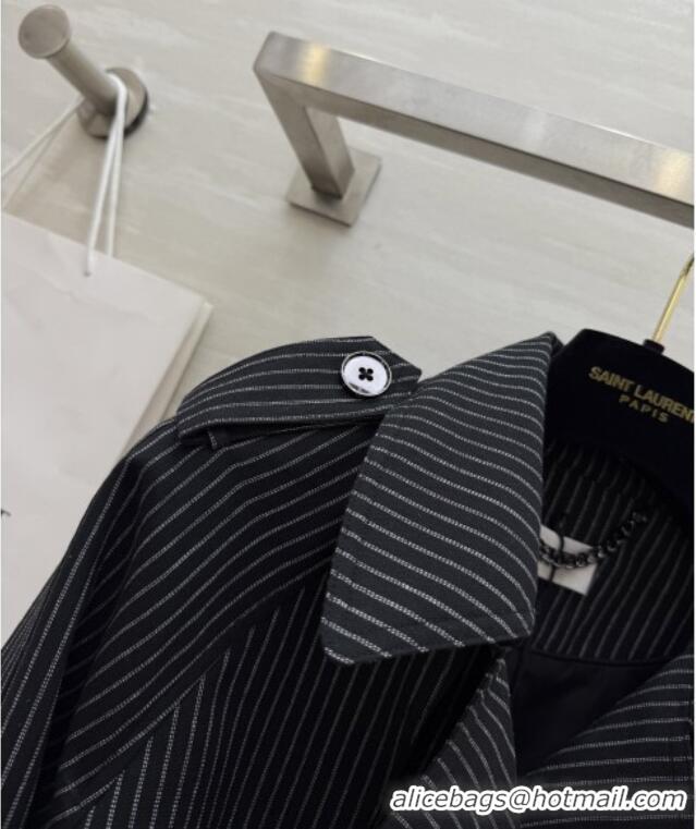 Shop Discount Saint Laurent Stripe Jacket S91701 Black 2025