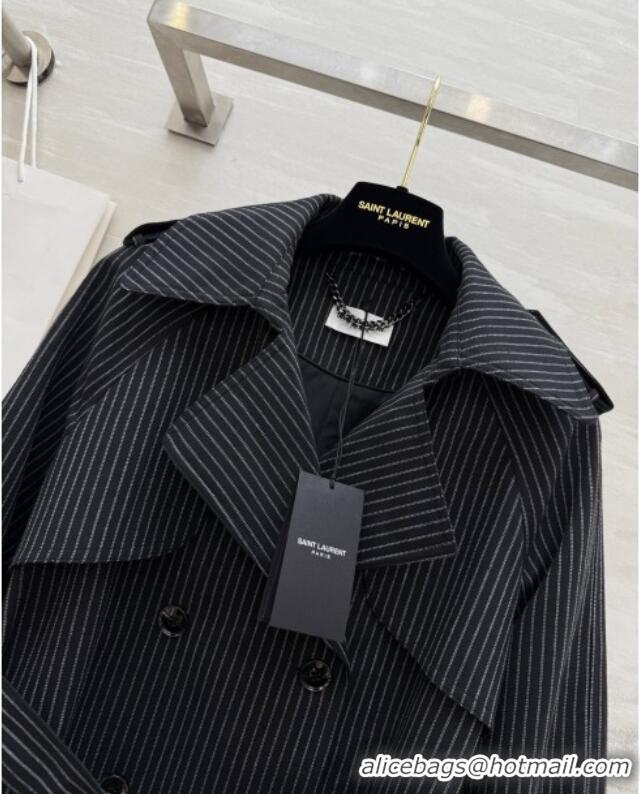Shop Discount Saint Laurent Stripe Jacket S91701 Black 2025