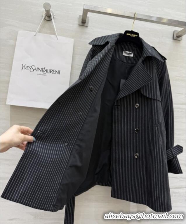 Shop Discount Saint Laurent Stripe Jacket S91701 Black 2025