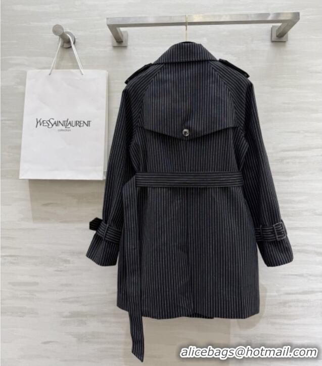 Shop Discount Saint Laurent Stripe Jacket S91701 Black 2025