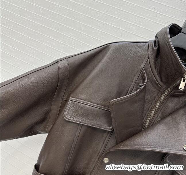 Top Design Saint Laurent Sheepskin Jacket SLP92503 Brown 2025