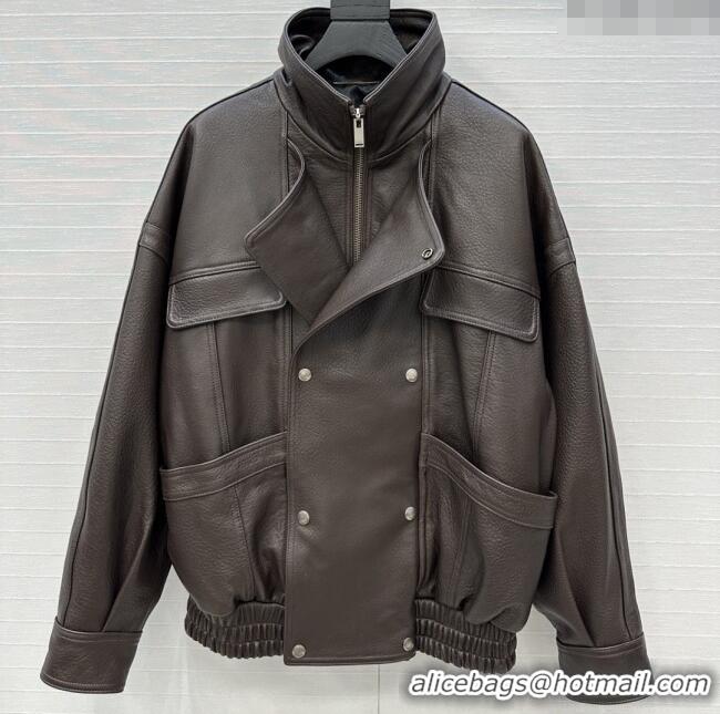 Top Design Saint Laurent Sheepskin Jacket SLP92503 Brown 2025