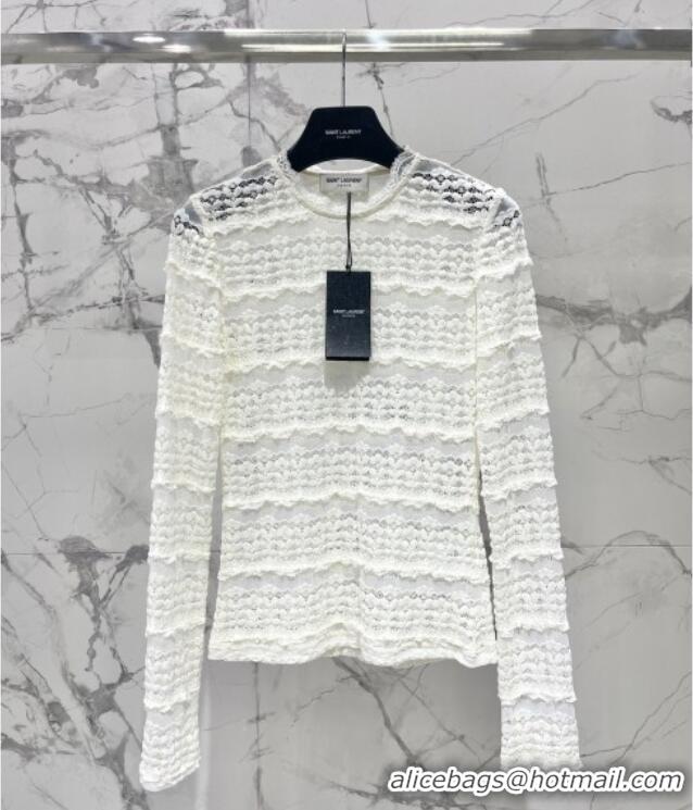 Cheap Design Saint Laurent Lace Shirt 1015 White/Black 2025