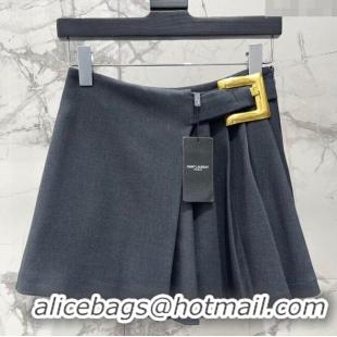 ​Unique Discount Saint Laurent Pleated Mini Skirt 1015 Grey 2025