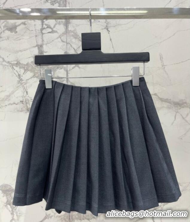 ​Unique Discount Saint Laurent Pleated Mini Skirt 1015 Grey 2025