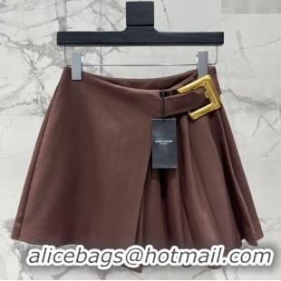 ​Good Taste Saint Laurent Pleated Mini Skirt 1015 Brown 2025