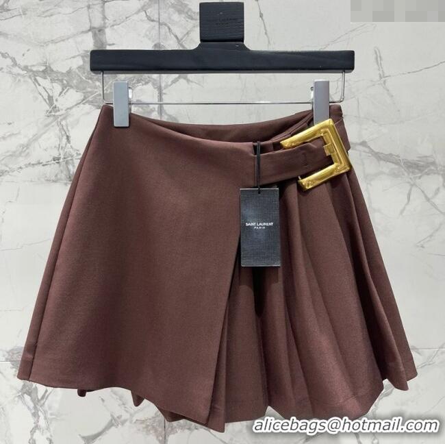 ​Good Taste Saint Laurent Pleated Mini Skirt 1015 Brown 2025